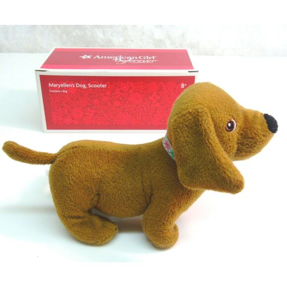 American Girl MaryEllen Dachshund Dog Scooter Doll Pet Plush Puppy Collar New - Picture 4 of 7